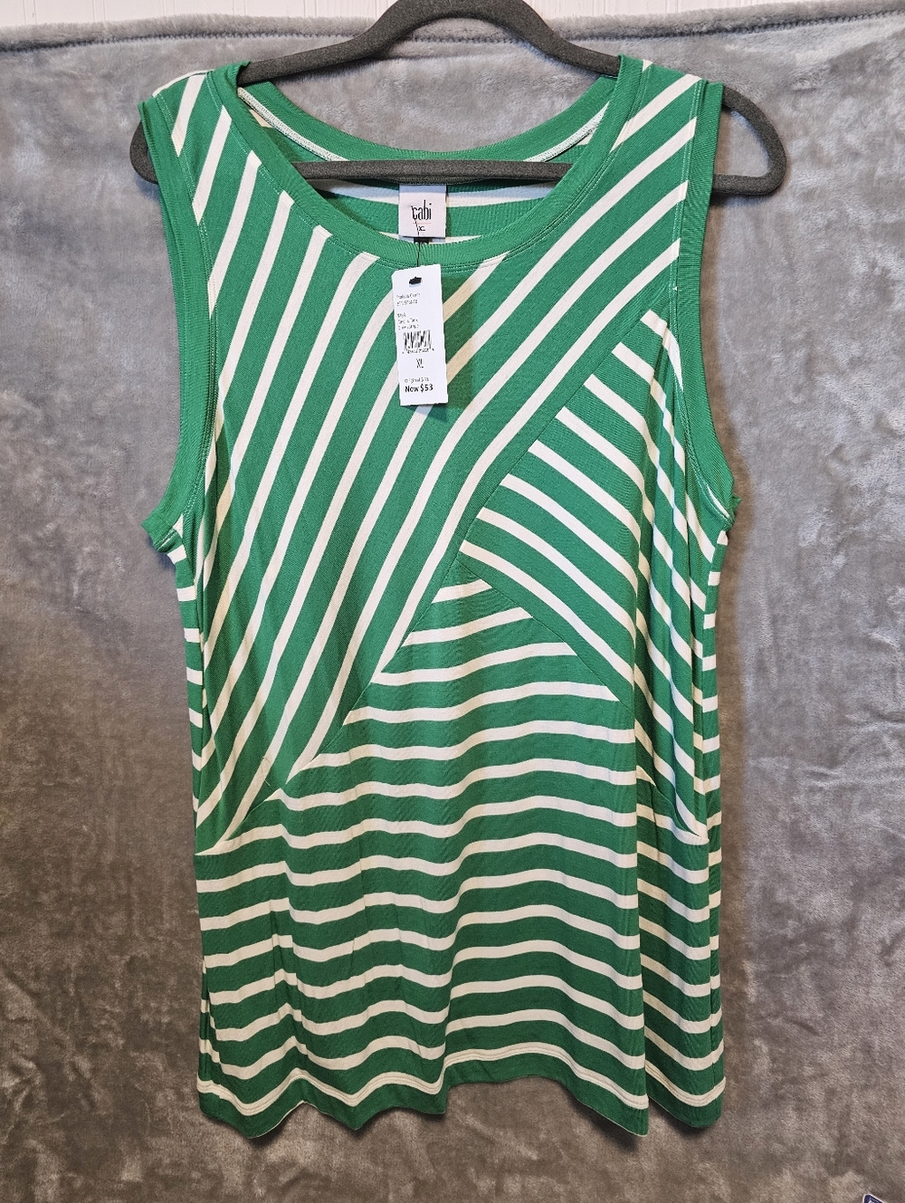 NWT Cabi Amelia Tank Green Stripe #5758 XL